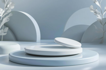 white podium for product presentation in minimal style.の素材