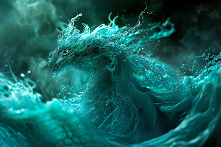 abstract blue water splash on black background,の素材