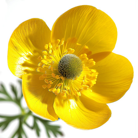 Yellow anemone flower isolated on white backgroundの素材