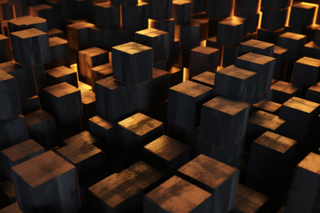 Abstract of chaotic cubes. Futuristic background with cubes.の素材