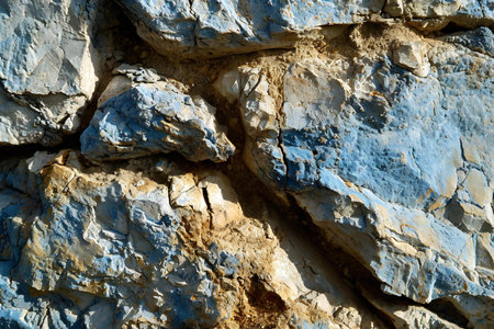 Background of stone wall texture. Closeup of natural stone surface.の素材