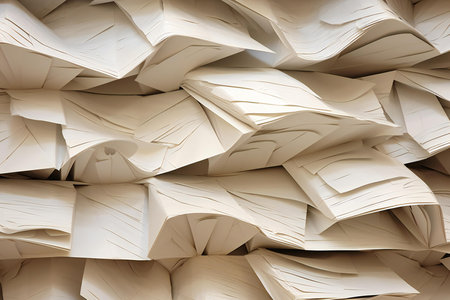 close up of a stack of paper sheets as a background or textureの素材