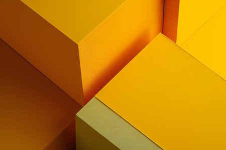 Abstract geometric background of yellow and orange cubes.の素材