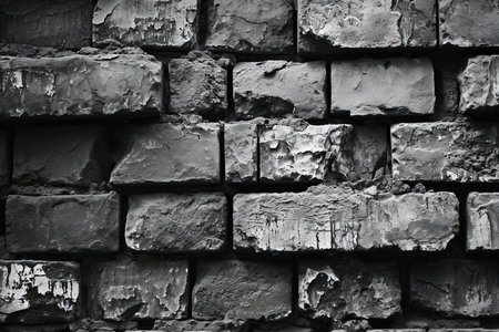 Black and white brick wall texture. Abstract background and texture for design.の素材