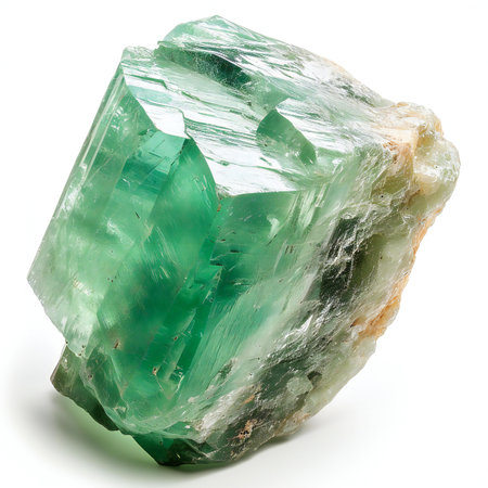 Emerald tourmaline semigem geode crystals geological mineral isolatedの素材