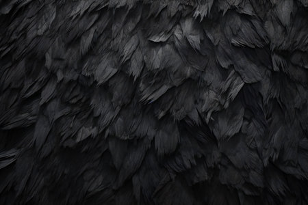 Close up of black ostrich feathers. Abstract background and texture for design.の素材