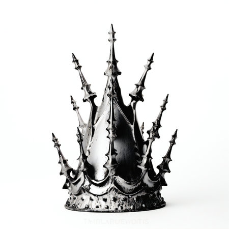 Silver crown isolated on white background. Royal symbol of power and success.の素材