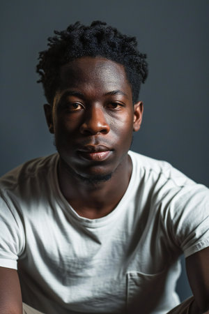Portrait of a handsome african american man looking at cameraの素材