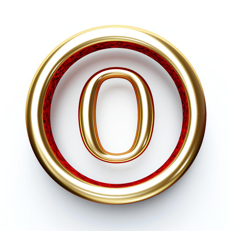 letter o red gold on whiteの素材