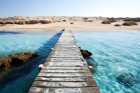 Wooden pier in the Red Sea. Egypt. Sharm El Sheikhの素材