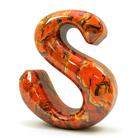 Alphabet letter S in the form of an orange marble.の素材