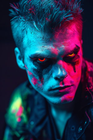Close-up portrait of a scary zombie. Halloween. Horror.の素材