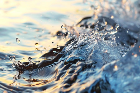 splashes of water on a background of the water surface. macroの素材