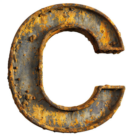 Industrial metal letter C uppercaseの素材