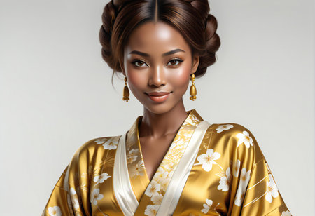 Portrait of a beautiful asian woman in traditional kimonoの素材