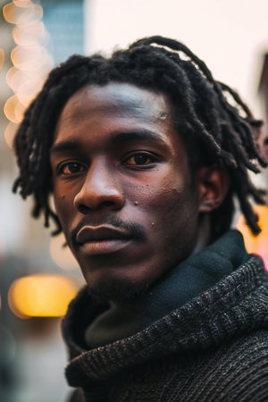 Portrait of a handsome african american man in the cityの素材