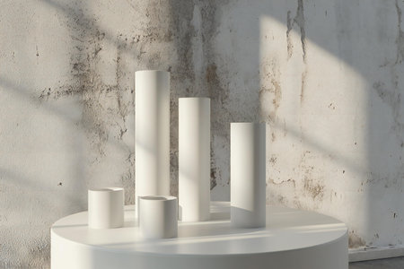 abstract minimal geometric forms, podium for product presentationの素材