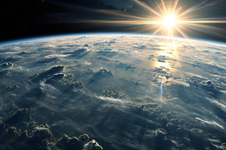 Sunrise over the planet Earth.の素材
