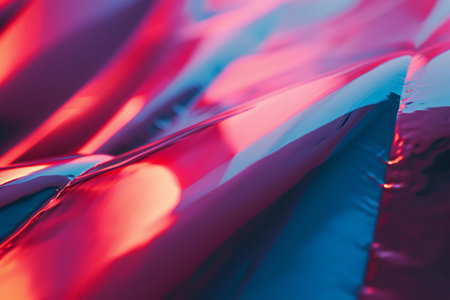 abstract background - close up of red and blue plastic sheet in sunlightの素材