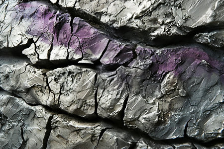abstract background or texture of black and purple rock wall with cracksの素材