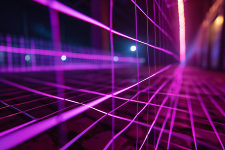 abstract background with neon lines and lights.の素材