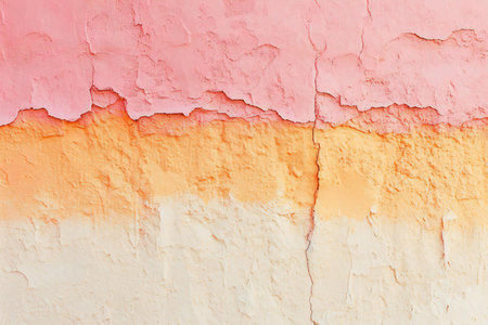Texture of old rustic wall covered with pink and orange stuccoの素材