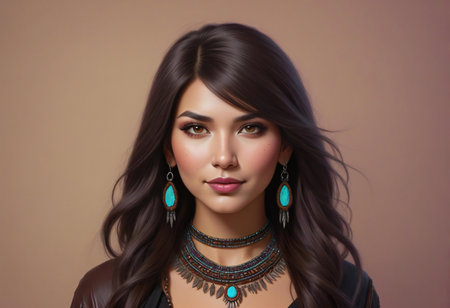 Portrait of beautiful young brunette woman with evening make-up.の素材