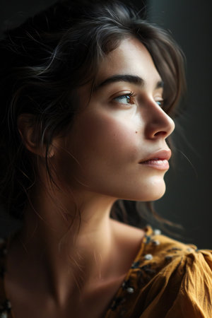 Portrait of beautiful young woman with evening make-up and hairstyleの素材