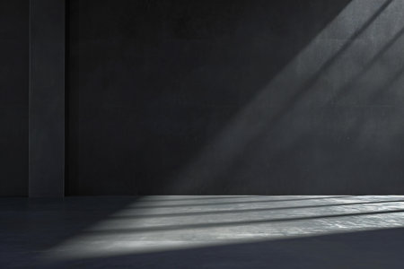 Empty room with concrete wall and sunlight.の素材