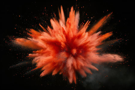 Explosion of colored powder isolated on black background. Abstract colored backgroundの素材