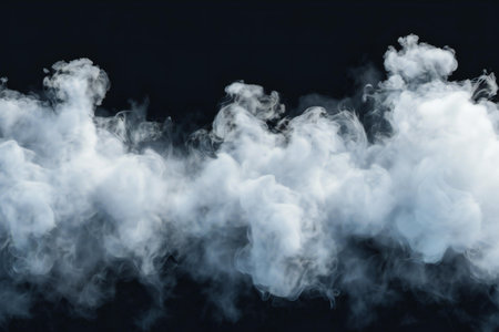 White cloud of smoke on a black background. Place for text.の素材