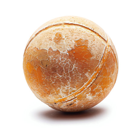 Old tennis ball isolated on white background.の素材