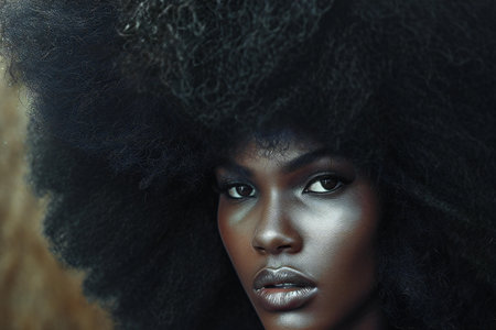 Beautiful african american woman with afro hairstyle.の素材