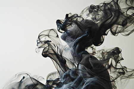 Abstract smoke moves in the wind on a white background close-upの素材
