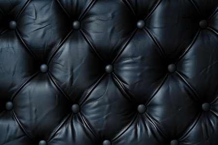 Luxury black leather upholstery sofa background. Close up.の素材