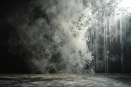 Fog and smoke in the dark room.の素材