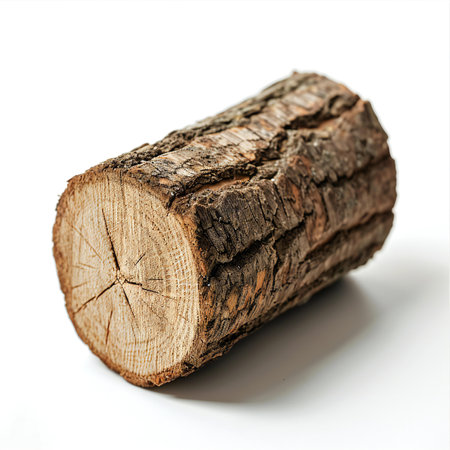 Wooden log isolated on white backgroundの素材