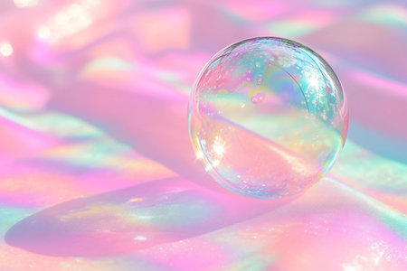 Soap bubbles on a multicolored background. Close-up.の素材
