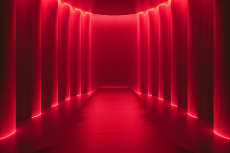 Red stage curtain with red spotlights,の素材