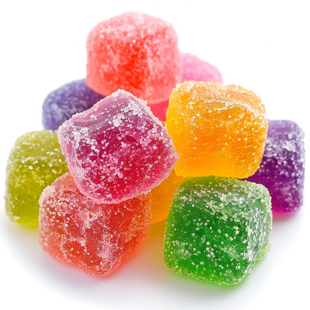 Colorful jelly candies isolated on white background. Close up.の素材