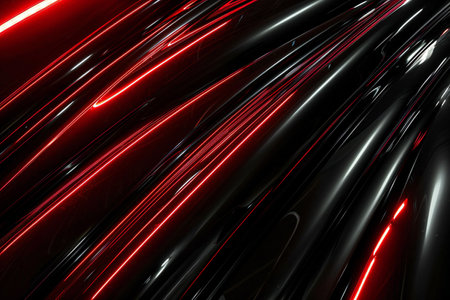 Futuristic technology wave background design with glowing lines.の素材