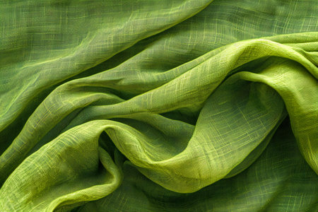 Texture, background, pattern. The fabric is green. tissue, textile, cloth, fabric, material, textureの素材