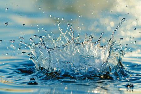 splashes and drops of water after a collision of two water dropsの素材