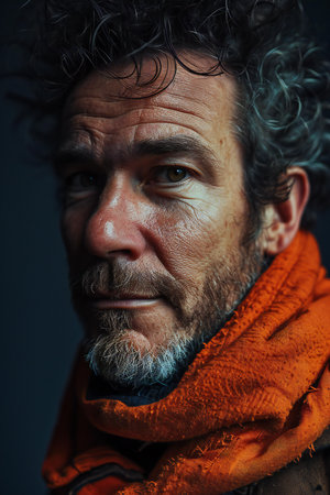 Portrait of an old man with a beard and mustache. Close-up.の素材
