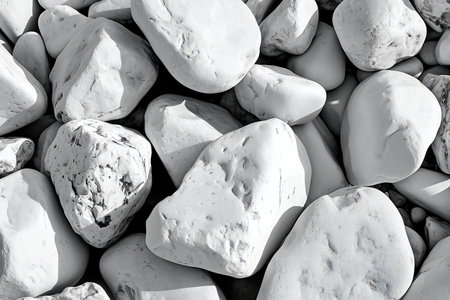 White stones on the beach in black and white. Abstract background.の素材