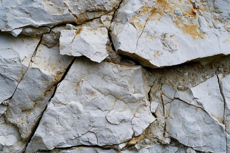 Background of stone wall texture. Close-up image of natural stone wall.の素材