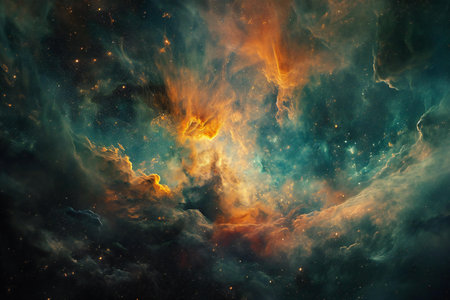 Stars of a planet and galaxy in a free spaceの素材