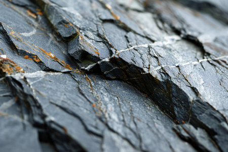 Close-up of black stone with cracks. Abstract background for design.の素材