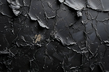 Cracked black paint on the wall. Abstract background for design.の素材