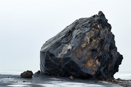 Volcanic rock on the beach of La Palma, Canary Islands, Spainの素材